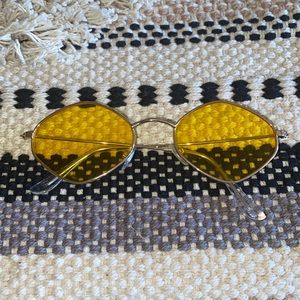 Oval shaped yellow & gold sunglasses